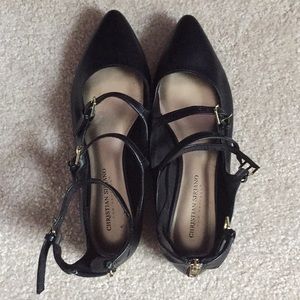 Black Christian Siriano buckle flats!!